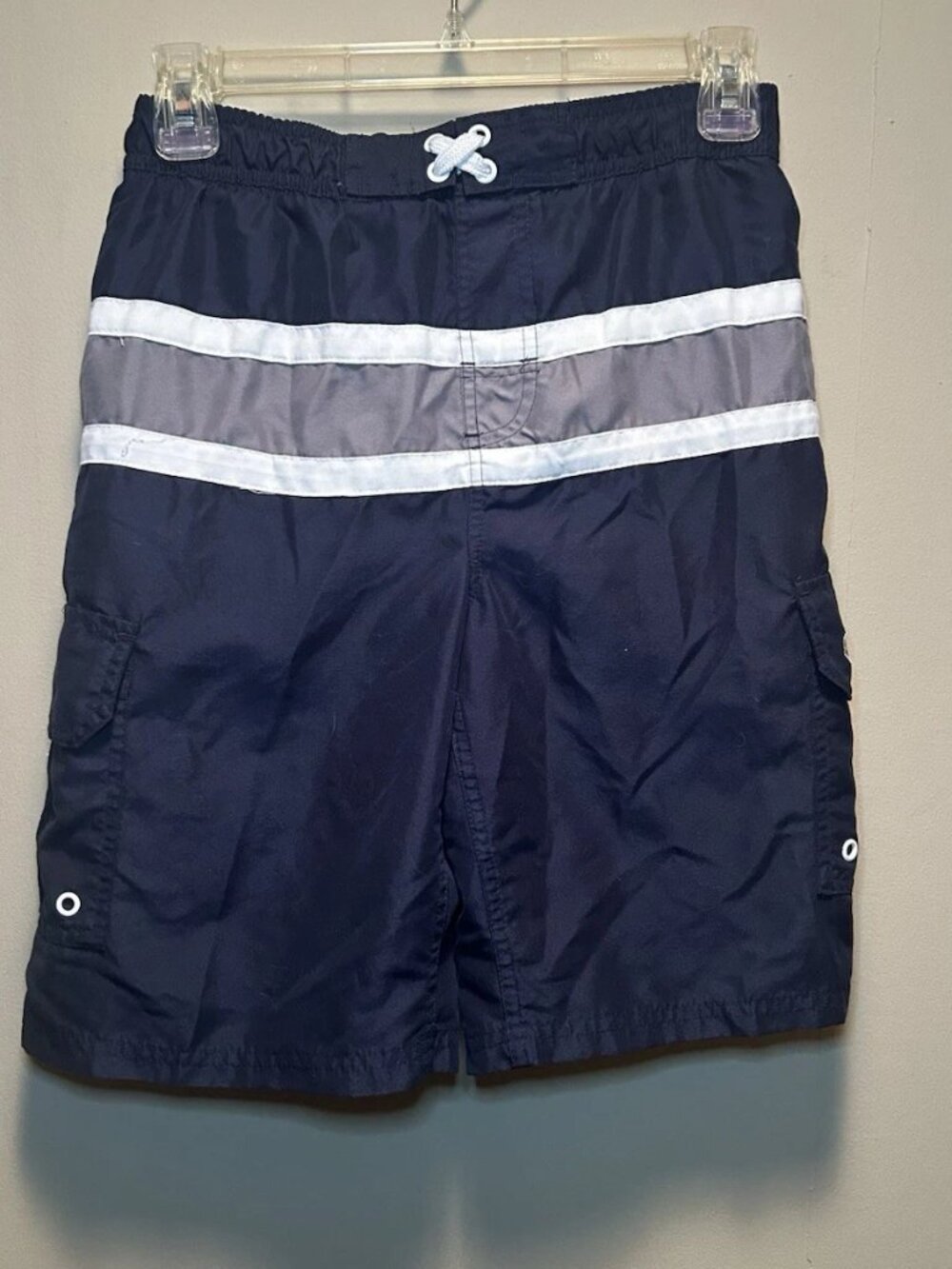 Ocean Pacific OP Large 10/12 Boys Swim Trunks Swimming Blue Pockets Cruise Wear